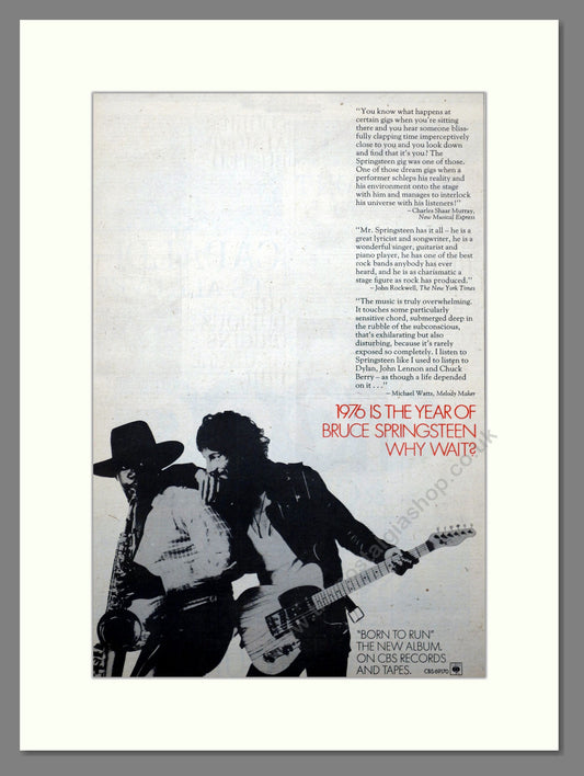 Bruce Springsteen Born To Run. 1975 Large Original Advert (ref AD15692)