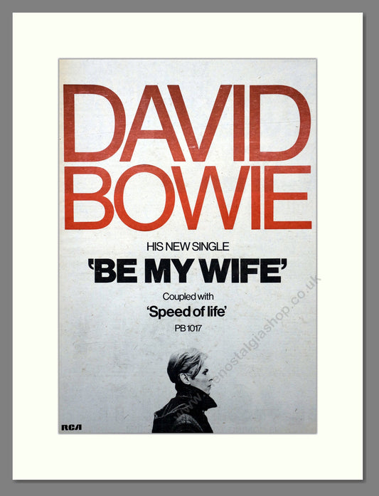 David Bowie Be My Wife. Original Advert 1977 (ref AD15706)