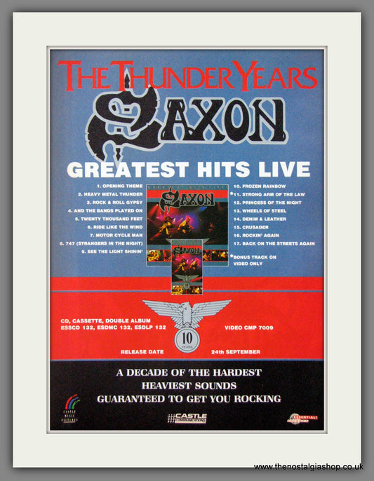 Saxon. Greatest Hits Live. 1990. Large Original Advert (ref AD15736)