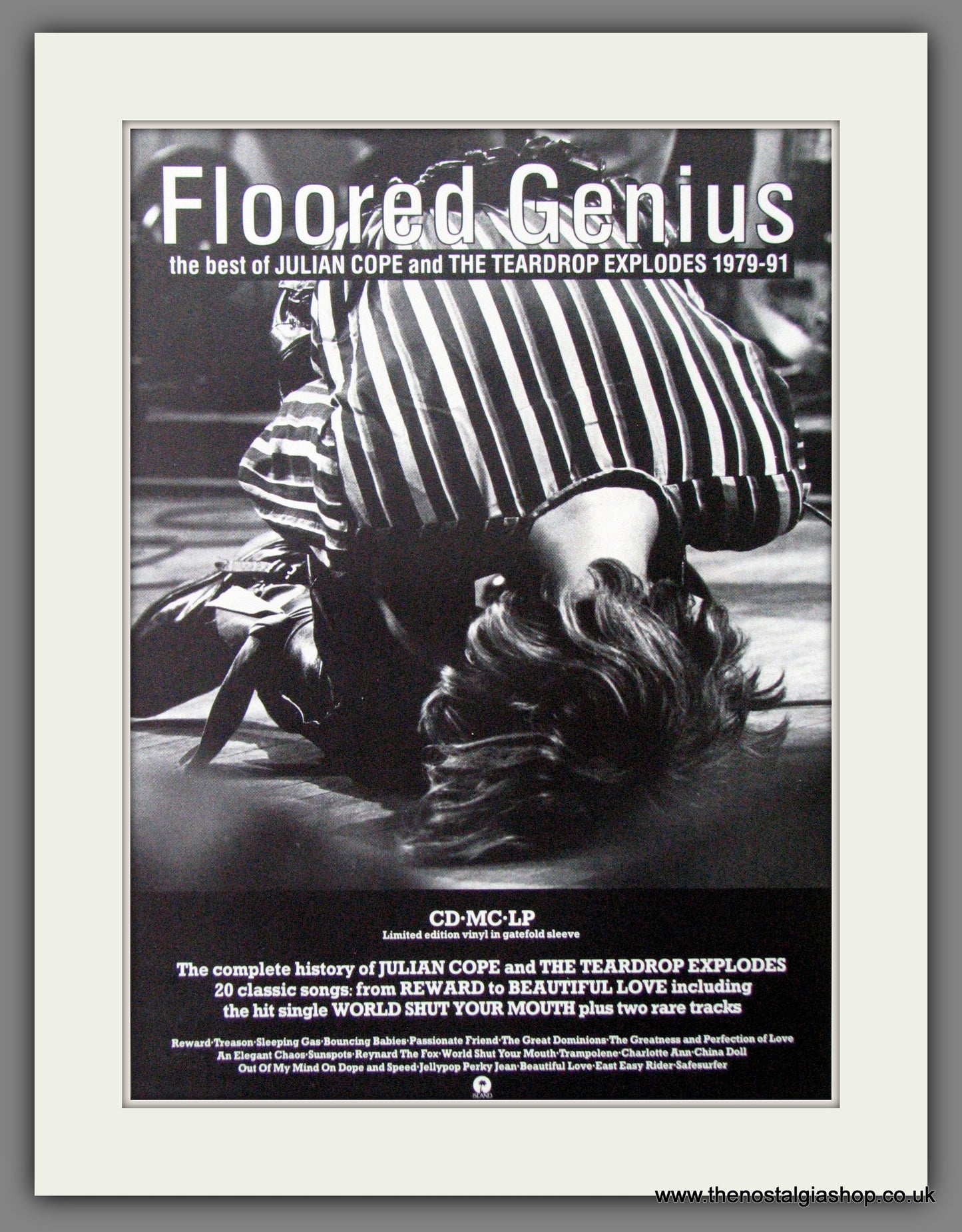 The Teardrop Explodes And Julian Cope, Floored Genius. Large 1992 Original Advert (ref AD15625)