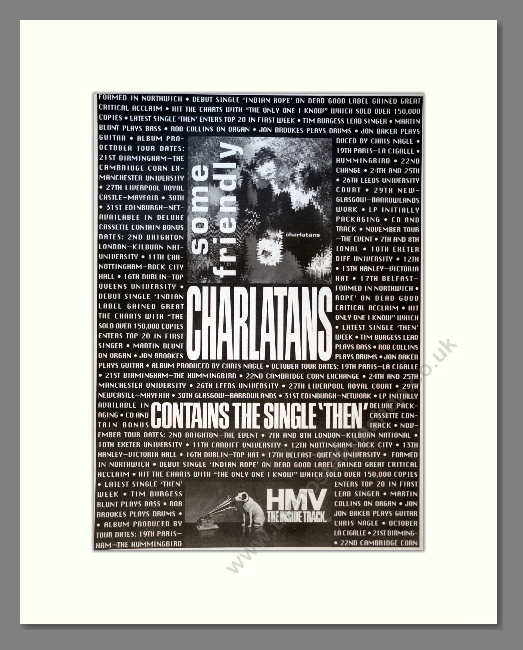 Charlatans (The) - Some Friendly. Vintage Advert 1990 (ref AD18076)