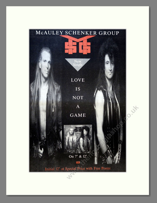 McAuley Schenker Group - Love Is Not A Game. Vintage Advert 1988 (ref AD18089)