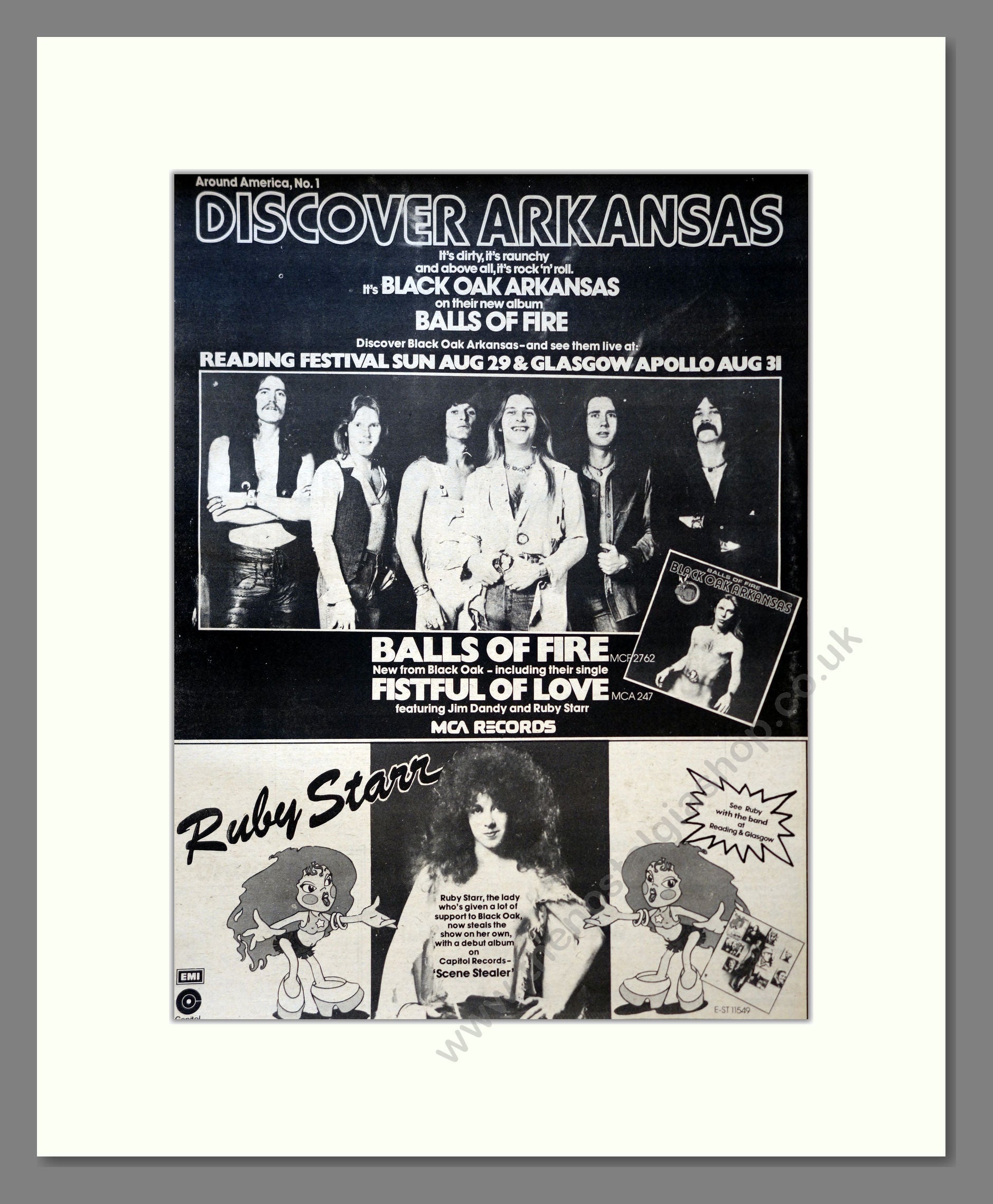 Black Oak Arkansas - Balls Of Fire. Vintage Advert 1976 (ref AD18102)