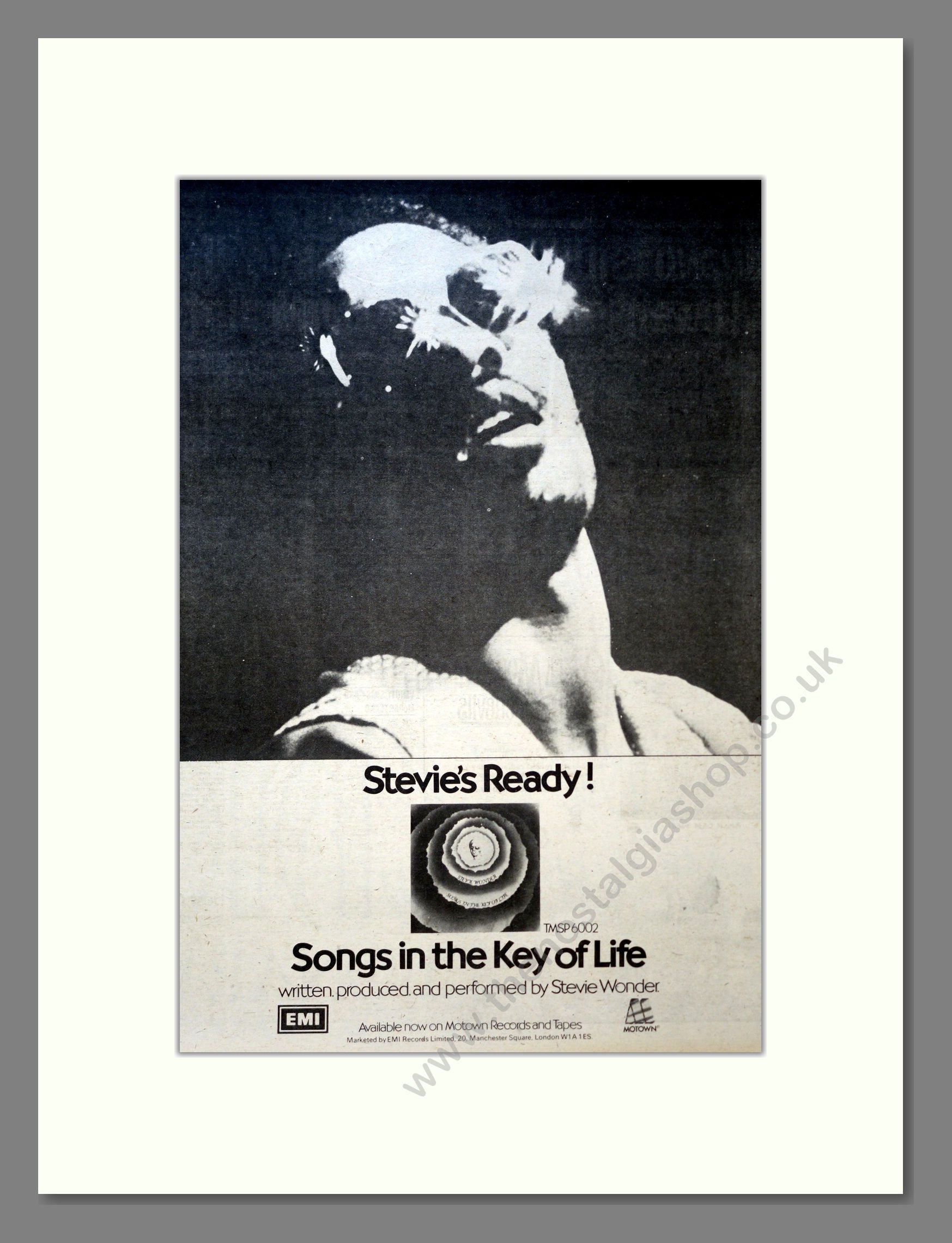 Stevie Wonder - Songs In The Key Of Life. Vintage Advert 1976 (ref AD18111)