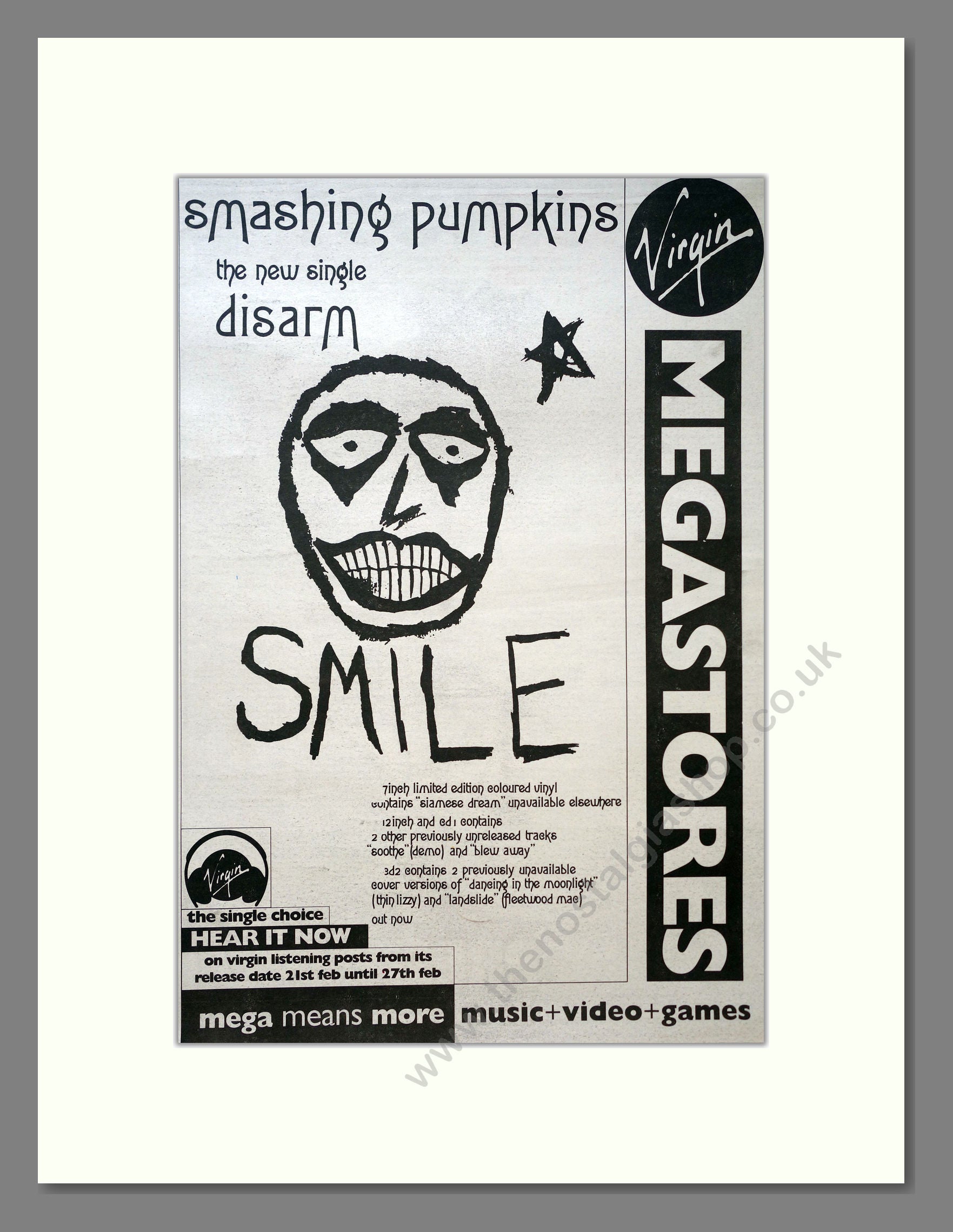 Smashing Pumpkins - Disarm. Vintage Advert 1994 (ref AD18139)