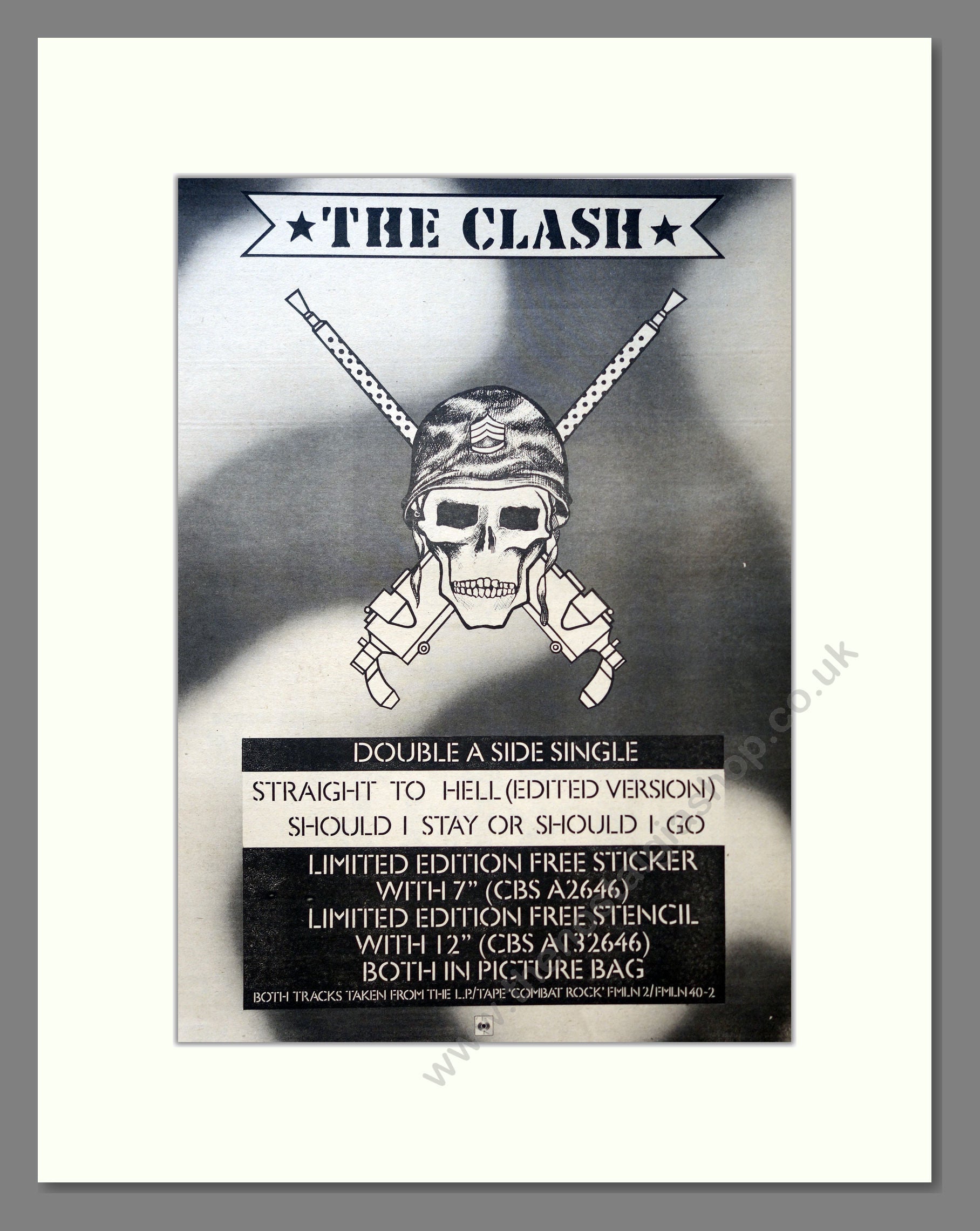 Clash (The) - Straight To Hell / Should I Stay Or Should I Go. Vintage Advert 1982 (ref AD18146)