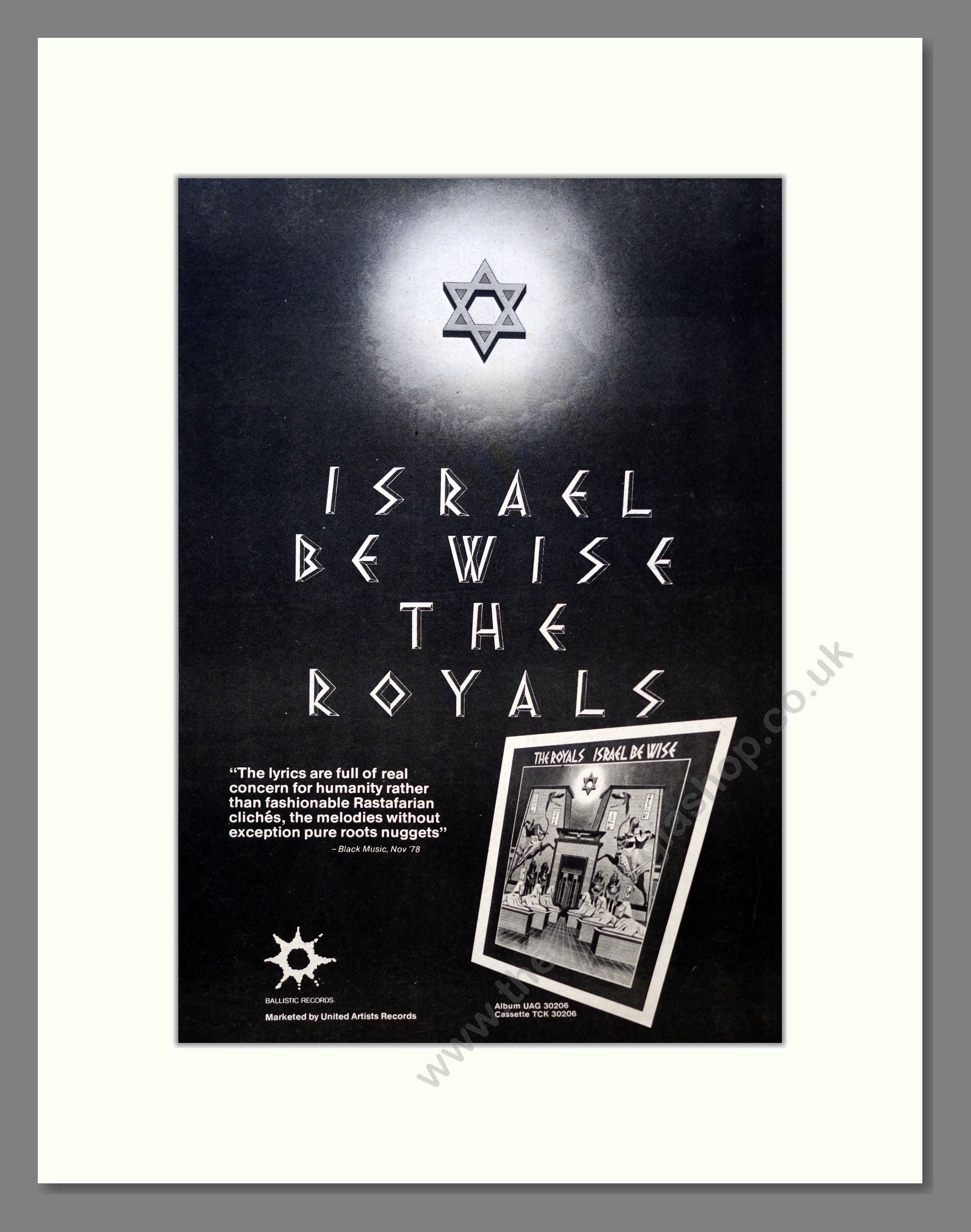 The Royals - Israel Be Wise. Vintage Advert 1978 (ref AD18184)