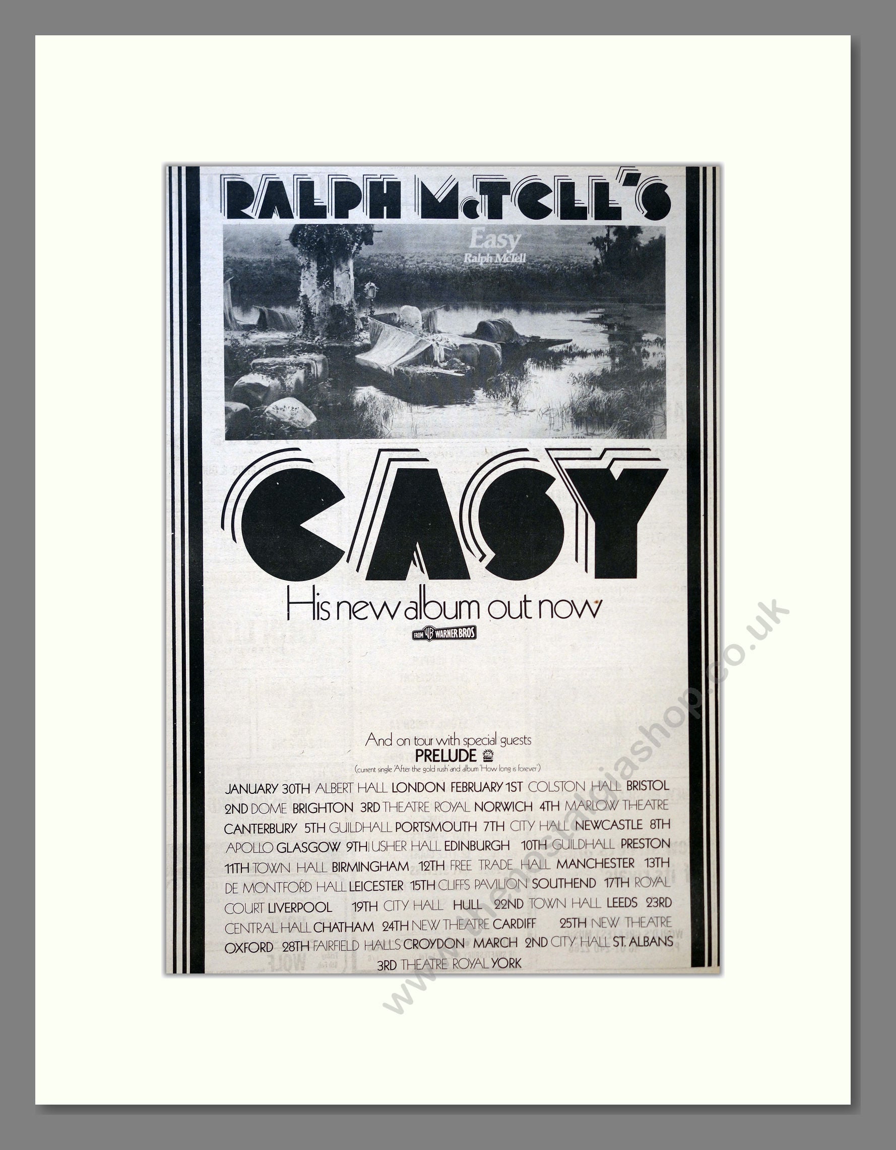 Ralph McTell - Casy. Vintage Advert 1974 (ref AD18196)