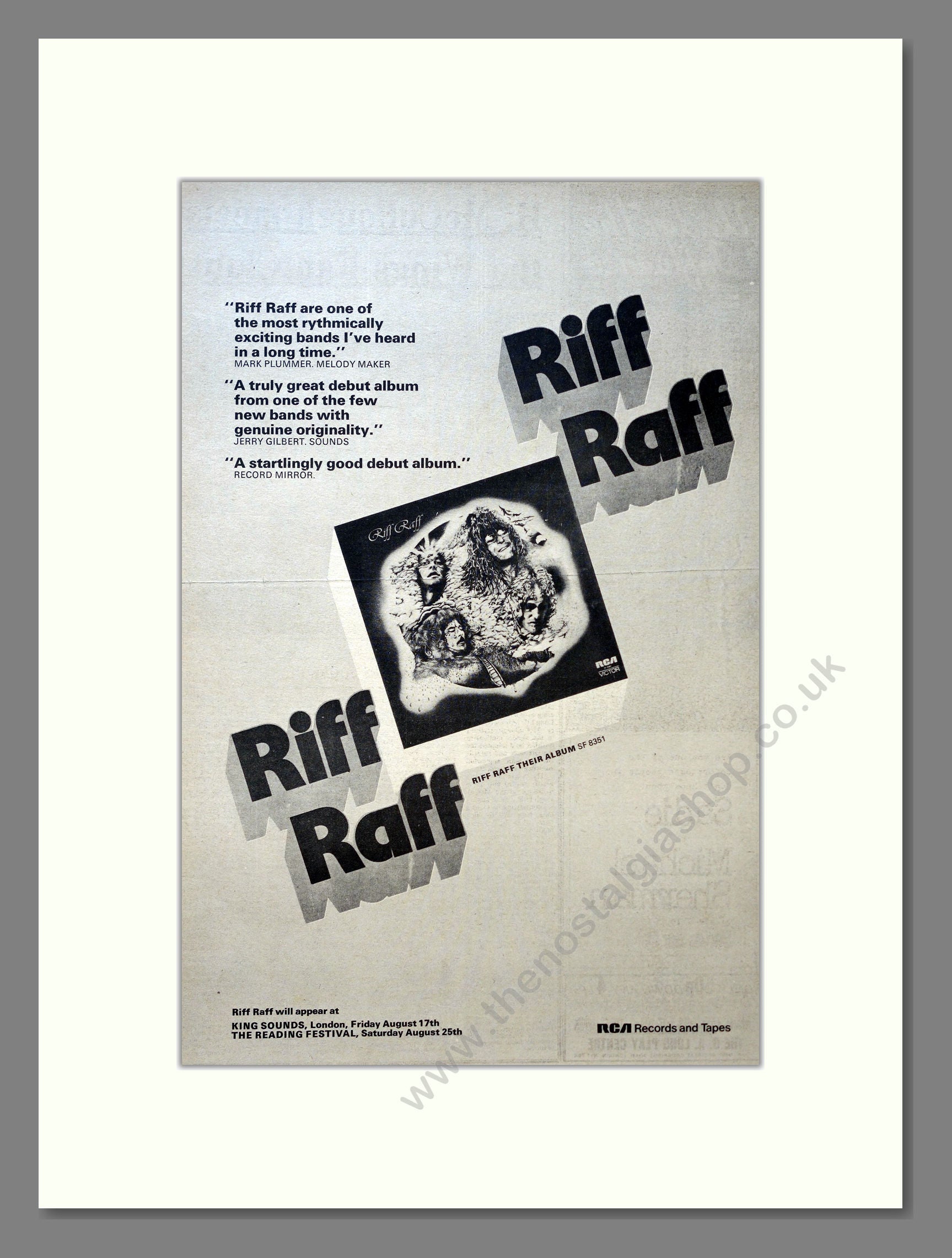 Riff-Raff - Self Titled. Vintage Advert 1973 (ref AD18206)