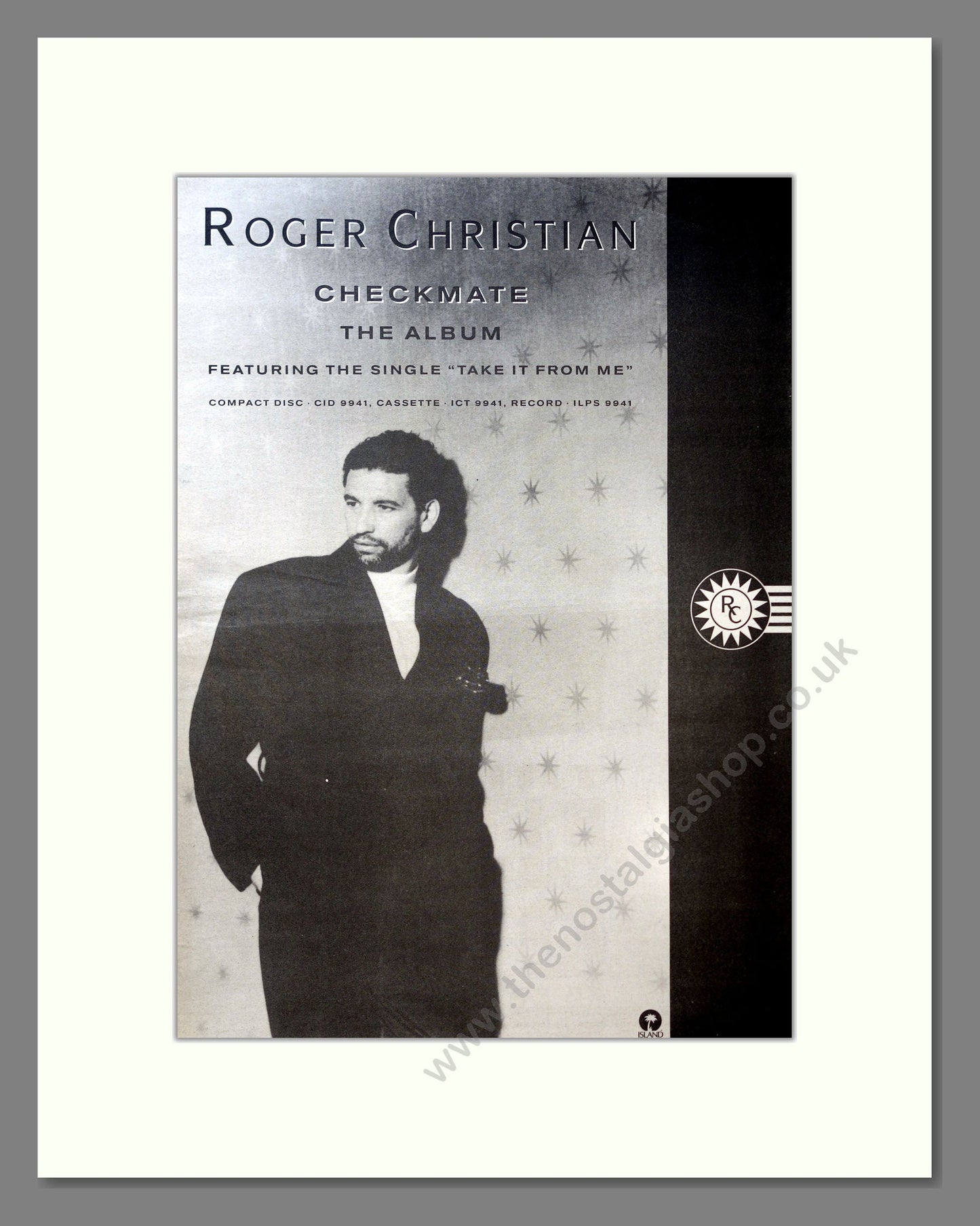 Roger Christian - Checkmate. Vintage Advert 1989 (ref AD18230)