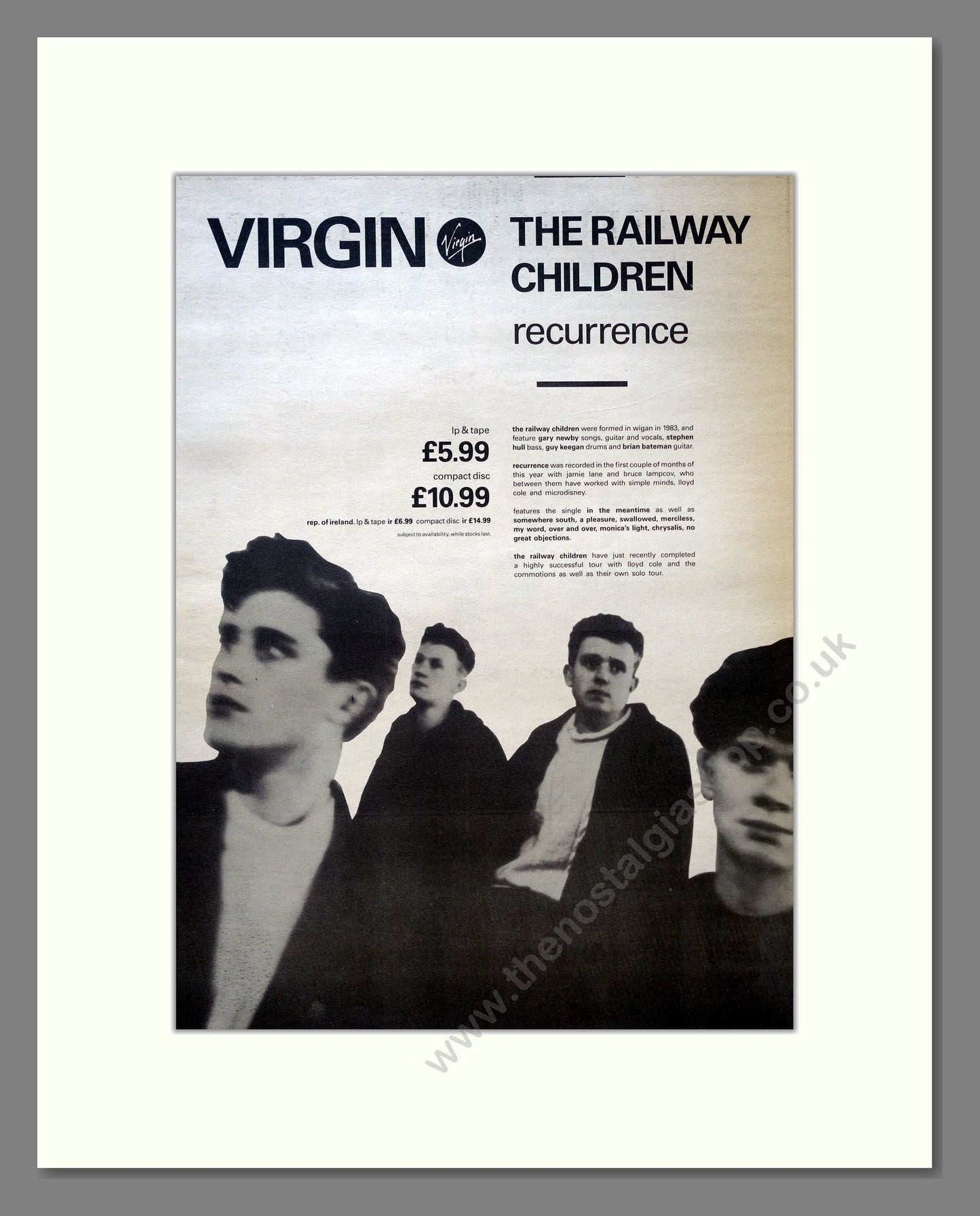 Railway Children (The) - Recurrence. Vintage Advert 1988 (ref AD18238)