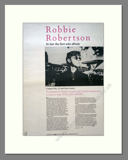 Robbie Robertson - Debut Album. Vintage Advert 1987 (ref AD18252)