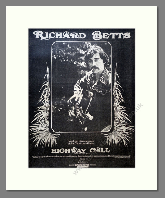 Richard Betts - Highway Call. Vintage Advert 1974 (ref AD18256)