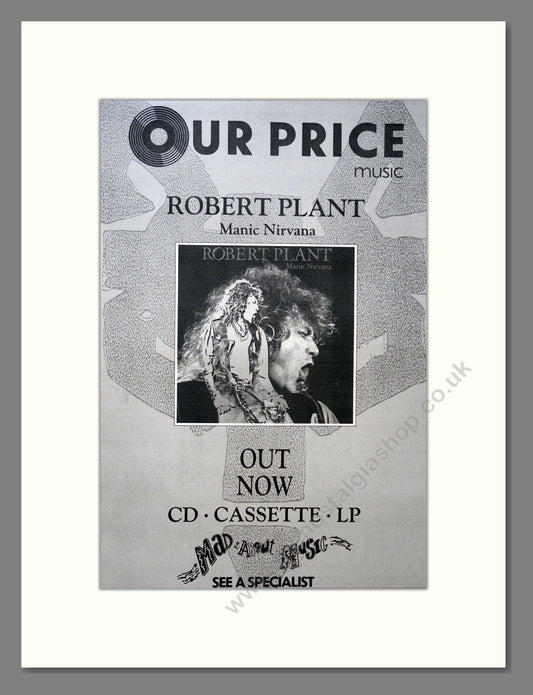 Robert Plant - Manic Nirvana. Vintage Advert 1990 (ref AD18282)