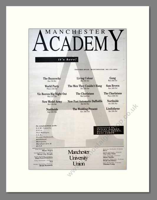 Various Artists - Manchester Academy. Vintage Advert 1990 (ref AD18301)