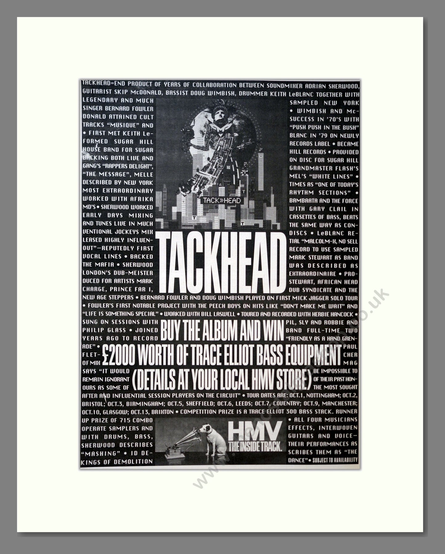 Tackhead - Self Titled. Vintage Advert 1990 (ref AD18308)