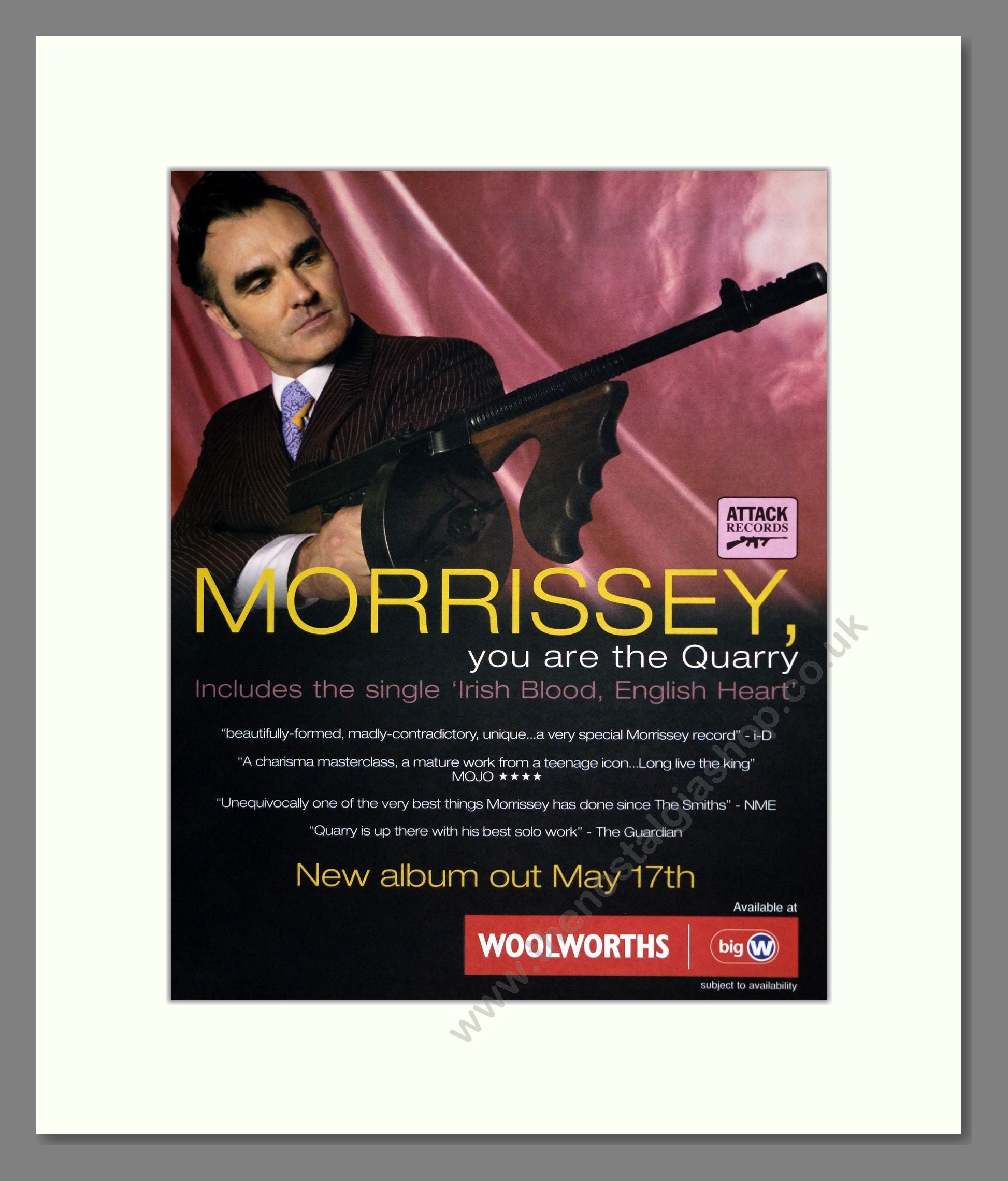 Morrissey - You Are The Quarry. Vintage Advert 2004 (ref AD301975)