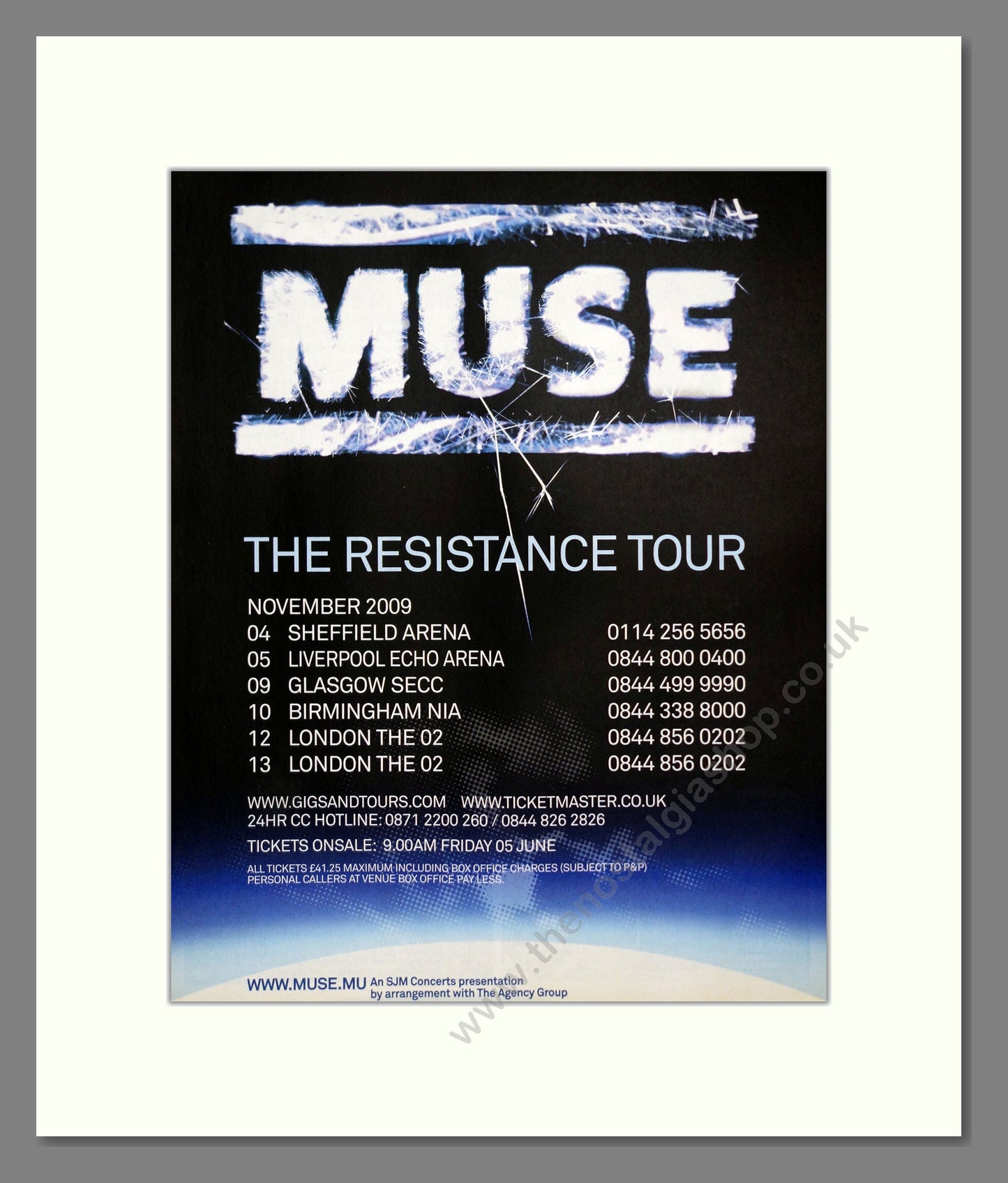 Muse - UK Tour. Vintage Advert 2009 (ref AD302032)