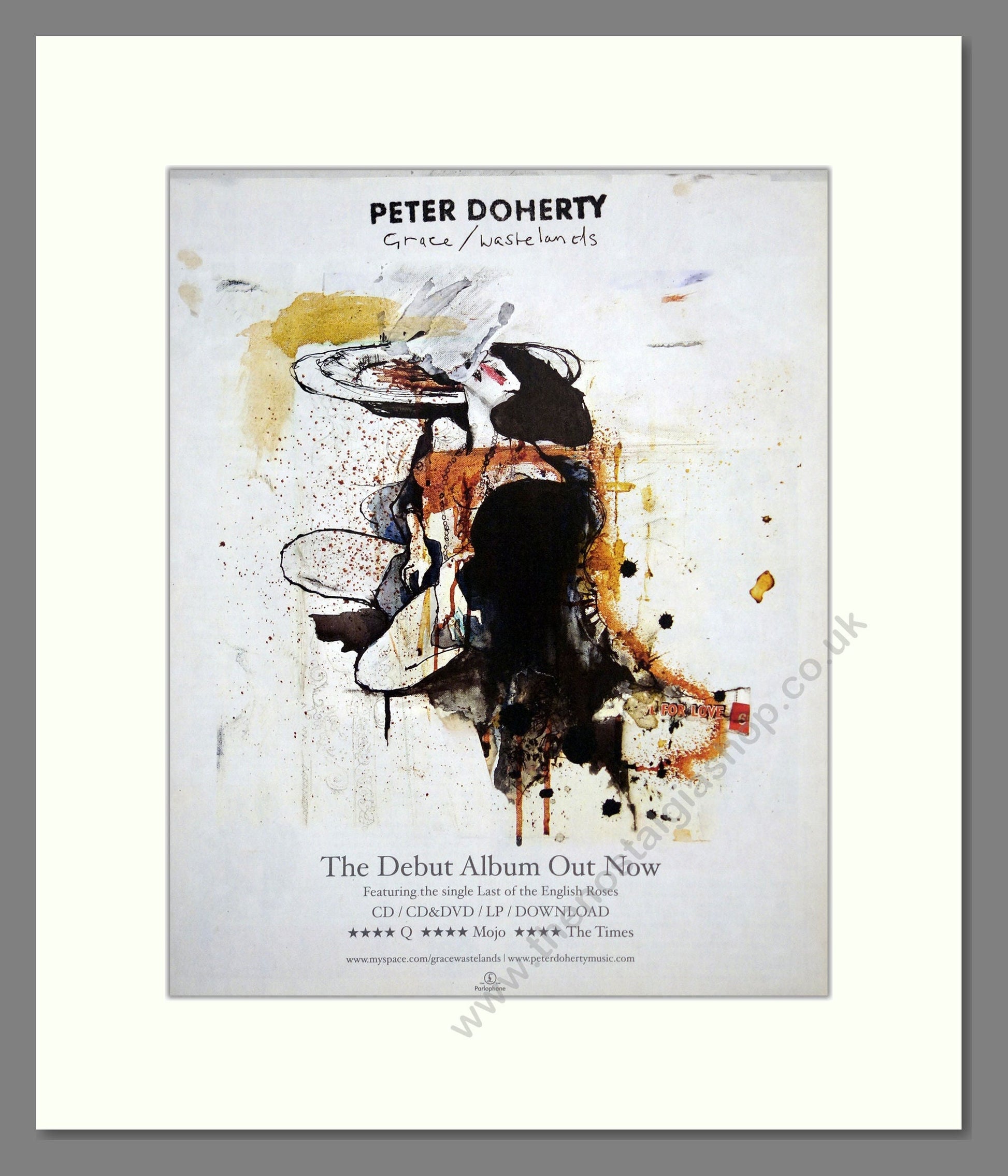 Pete Doherty - Grace / Wastelands. Vintage Advert 2009 (ref AD302064)