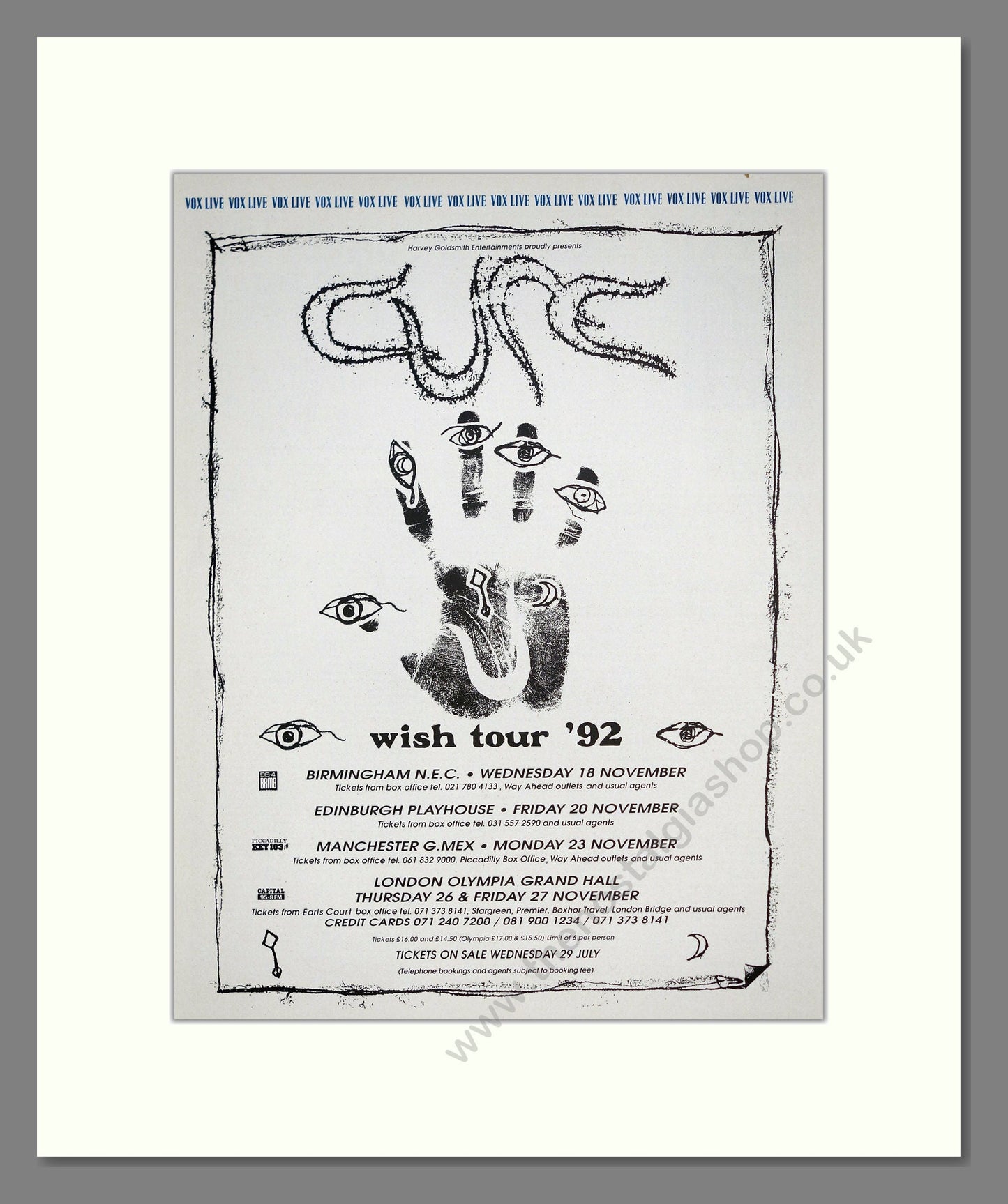 Cure (The) - Wish Tour. Vintage Advert 1992 (ref AD302184)