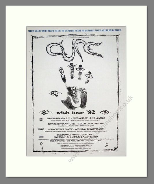 Cure (The) - Wish Tour. Vintage Advert 1992 (ref AD302184)