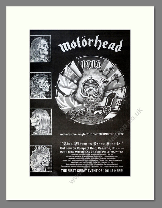 Motorhead - 1916. Vintage Advert 1991 (ref AD18485)