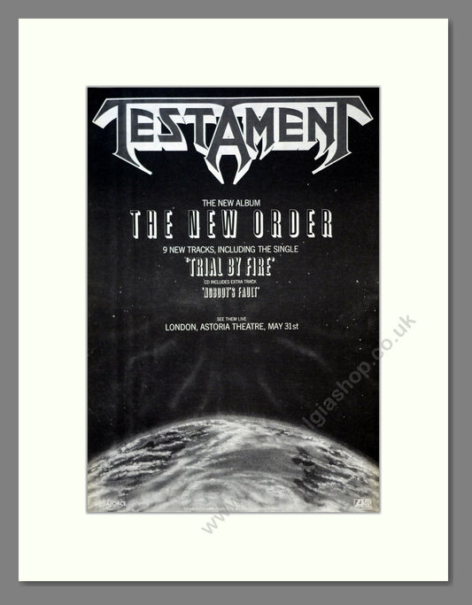 Testament - The New Order. Vintage Advert 1988 (ref AD18488)