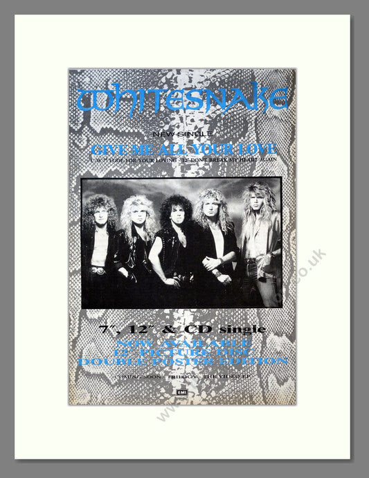 Whitesnake - Give Me All Your Love. Vintage Advert 1988 (ref AD18490)