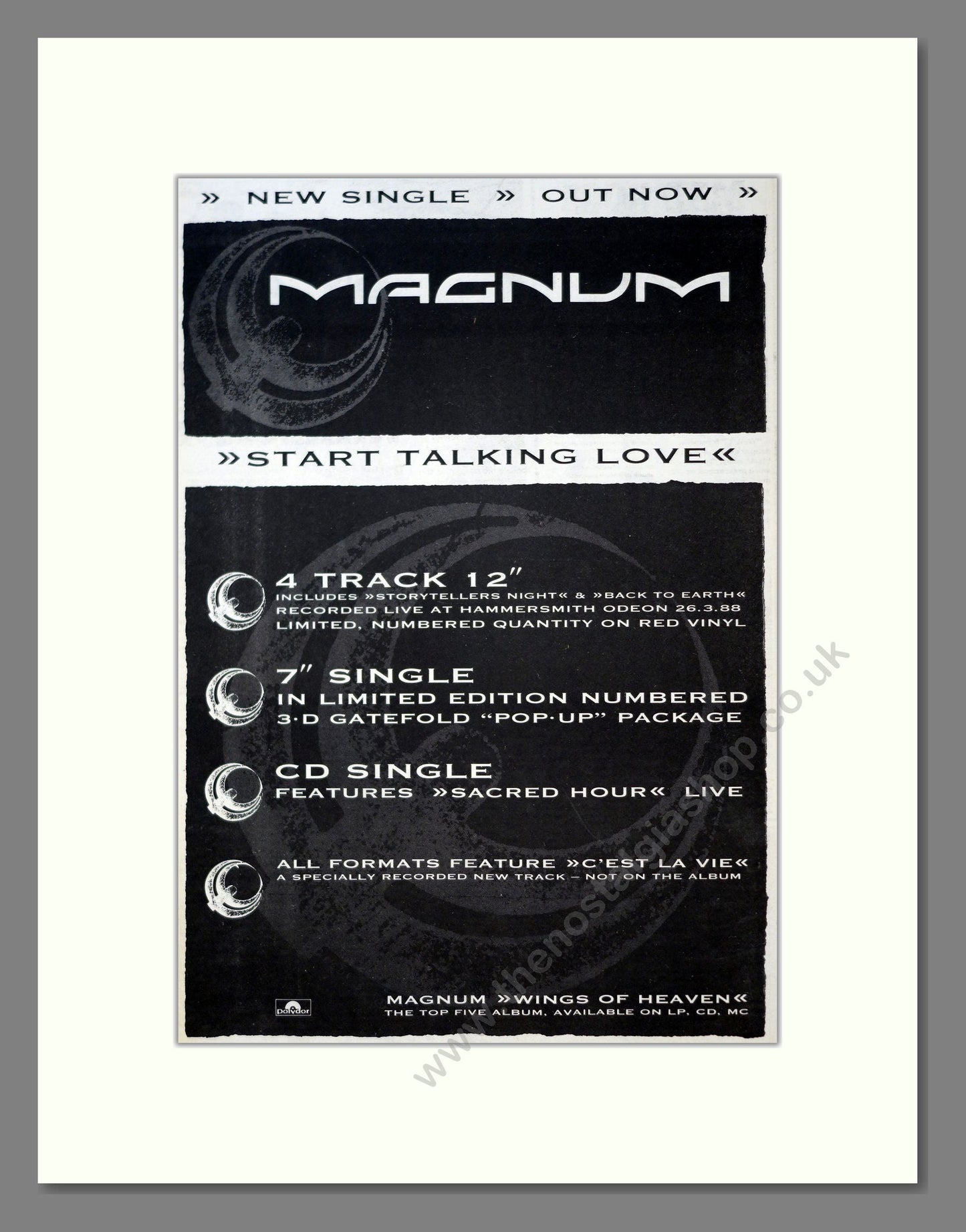 Magnum - Start Talking Love. Vintage Advert 1988 (ref AD18497)