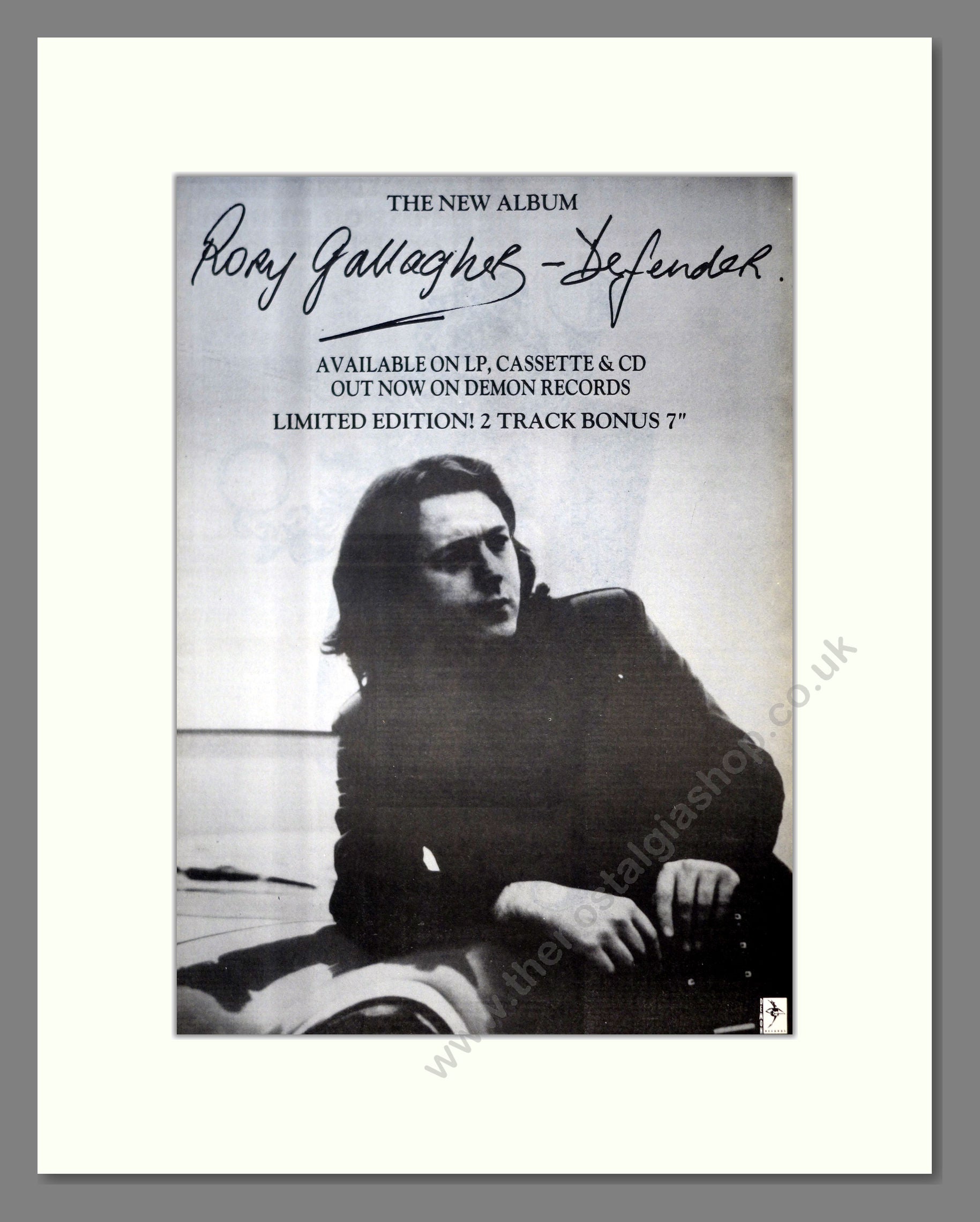 Rory Gallagher - Defender. Vintage Advert 1987 (ref AD18509)