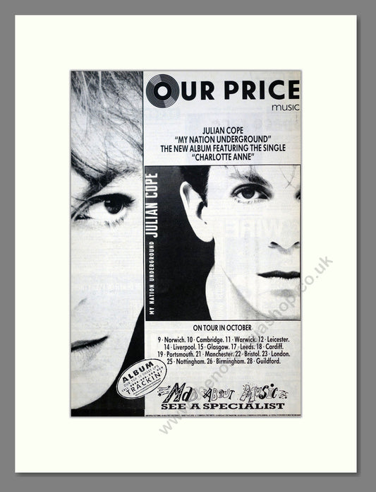 Julian Cope - My Nation Underground. Vintage Advert 1988 (ref AD18512)