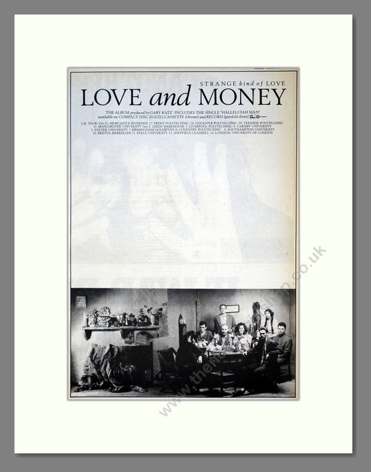 Strange Kind Of Love - Love And Money. Vintage Advert 1988 (ref AD18513)