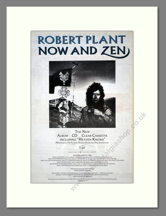 Robert Plant - Now And Zen. Vintage Advert 1988 (ref AD18576)