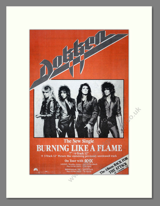 Dokken - Burning Like A Flame. Vintage Advert 1988 (ref AD18578)