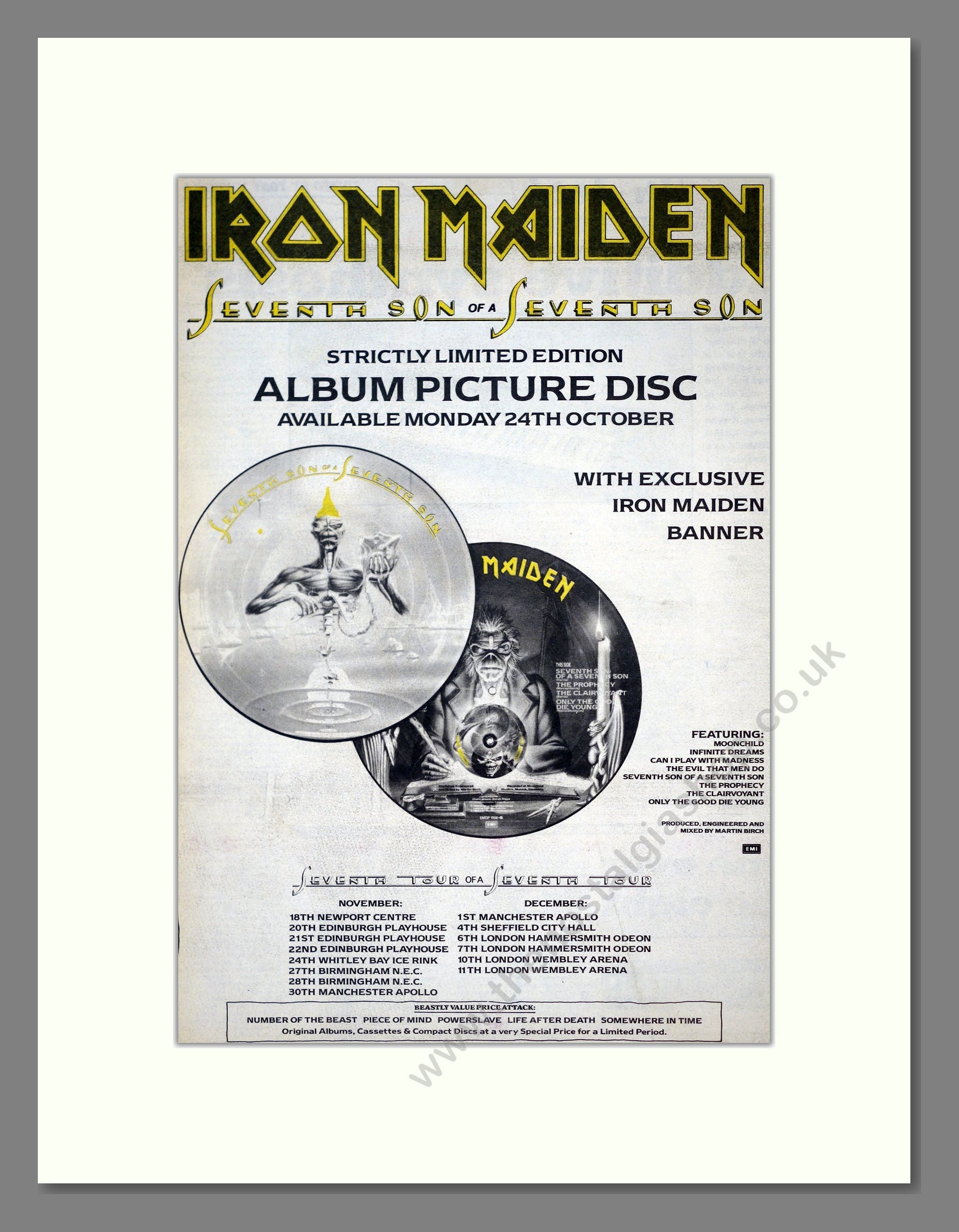 Iron Maiden - Seventh Son Of A Seventh Son. Vintage Advert 1988 (ref AD18584)