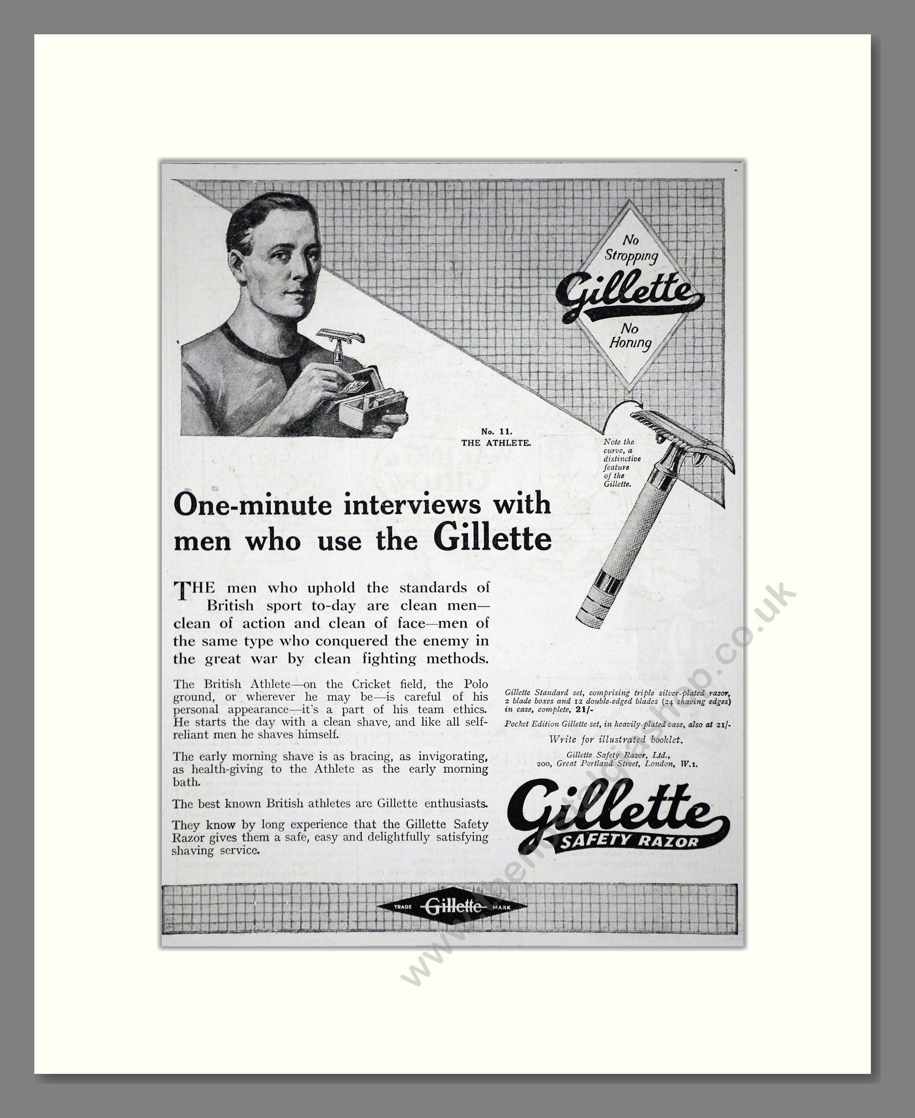 Gillette - Safety Razor. Vintage Advert 1919 (ref AD62131)