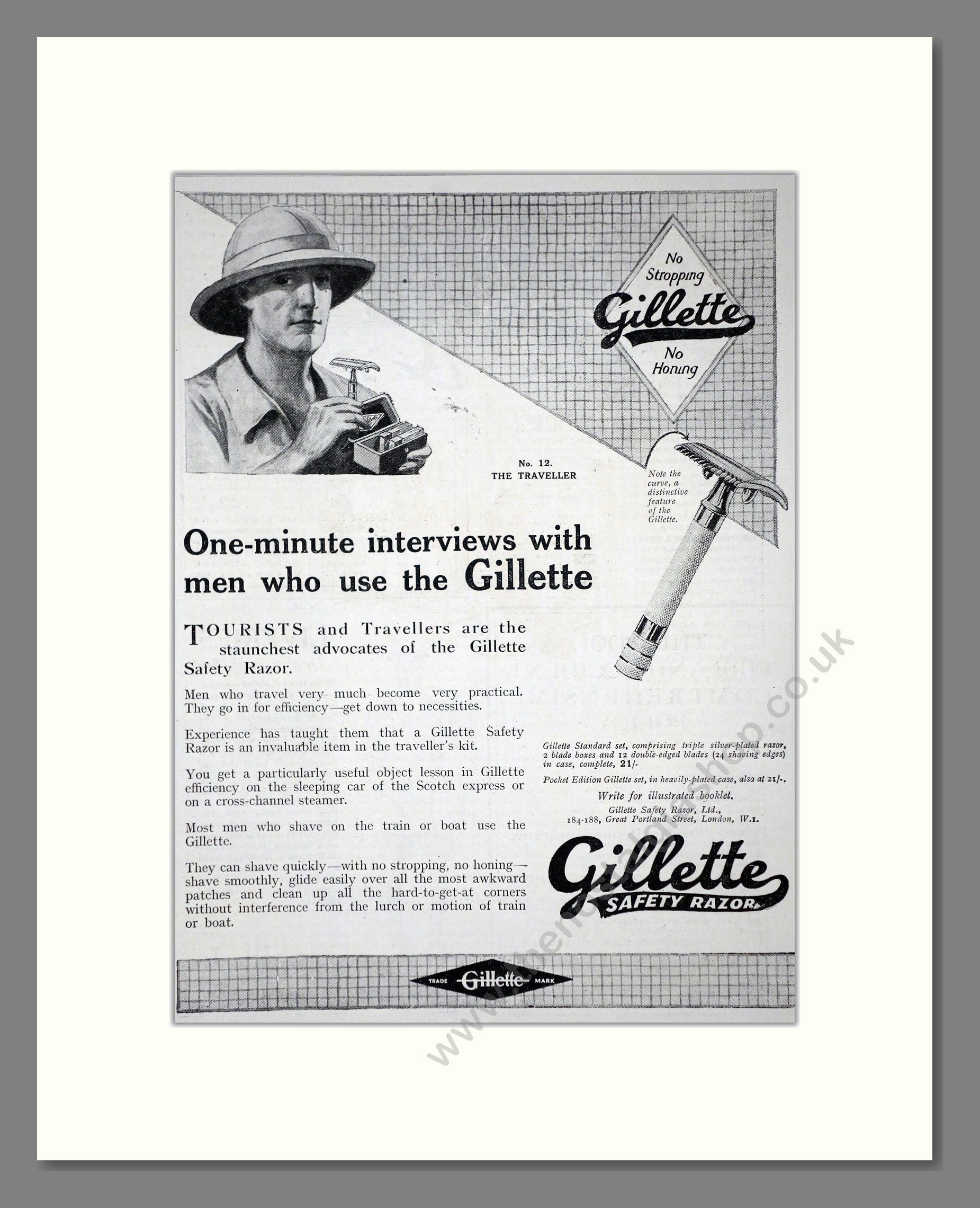 Gillette - Safety Razor. Vintage Advert 1919 (ref AD62132)