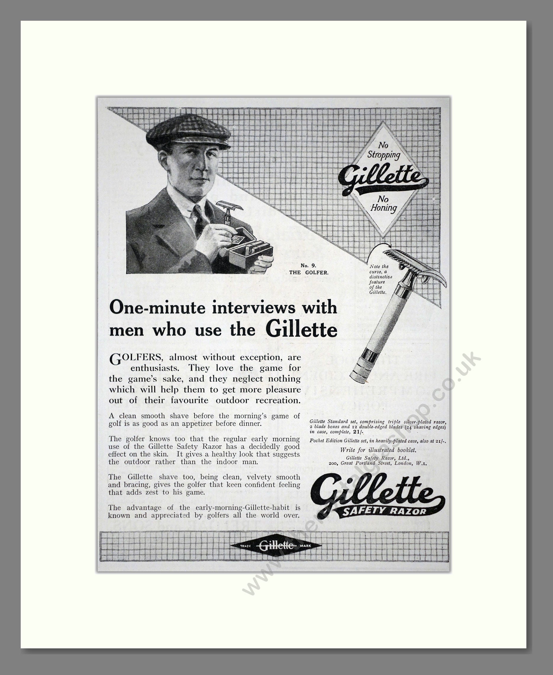 Gillette - Safety Razor. Vintage Advert 1919 (ref AD62133)