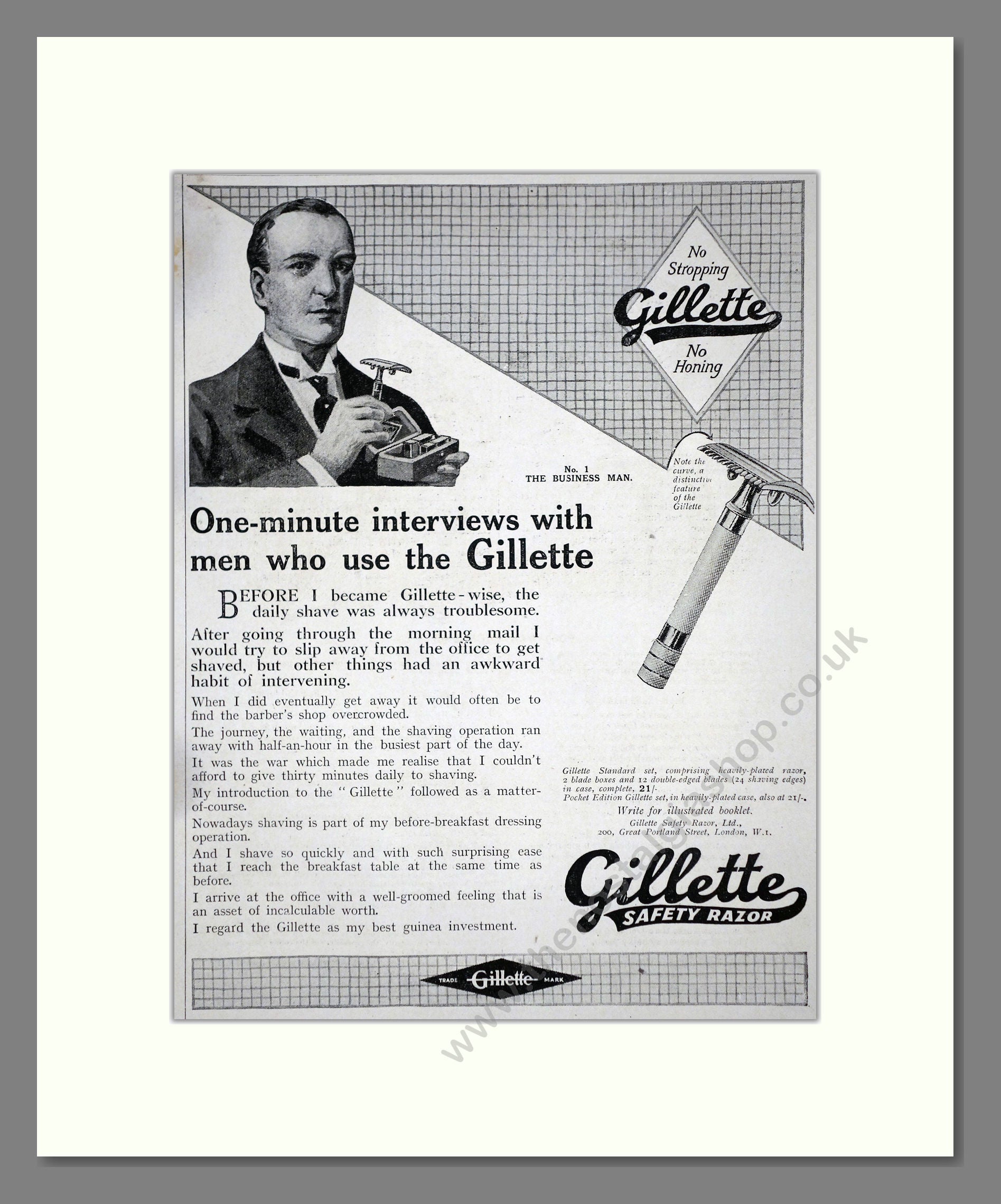 Gillette - Safety Razor. Vintage Advert 1919 (ref AD62134)