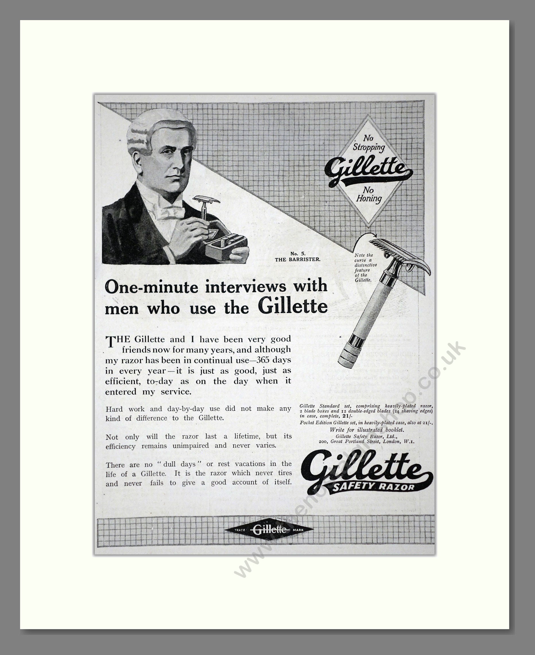 Gillette - Safety Razor. Vintage Advert 1919 (ref AD62135)