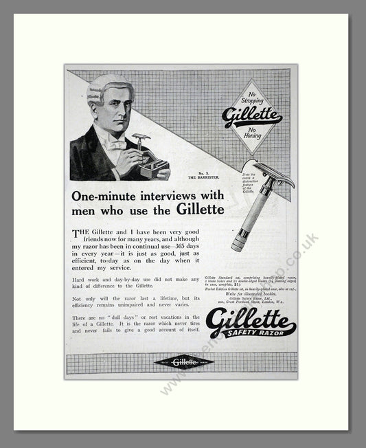 Gillette - Safety Razor. Vintage Advert 1919 (ref AD62135)