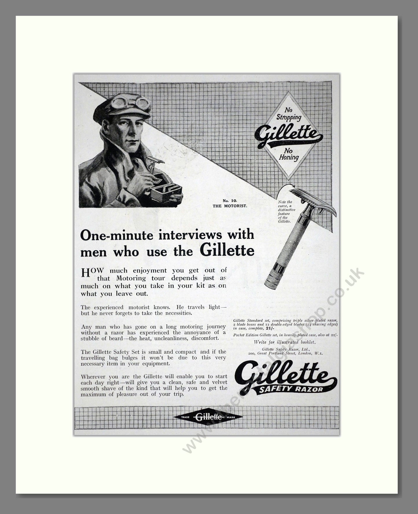 Gillette - Safety Razor. Vintage Advert 1919 (ref AD62137)