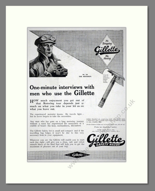 Gillette - Safety Razor. Vintage Advert 1919 (ref AD62137)