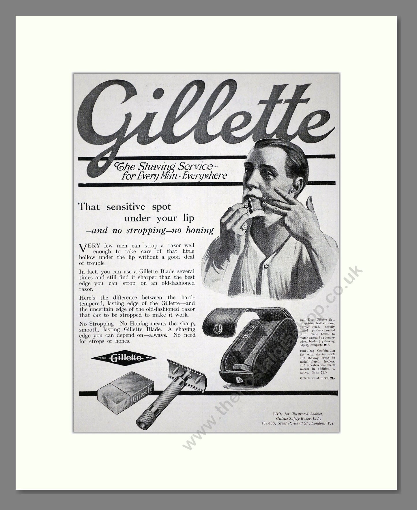 Gillette - Safety Razor. Vintage Advert 1919 (ref AD62141)