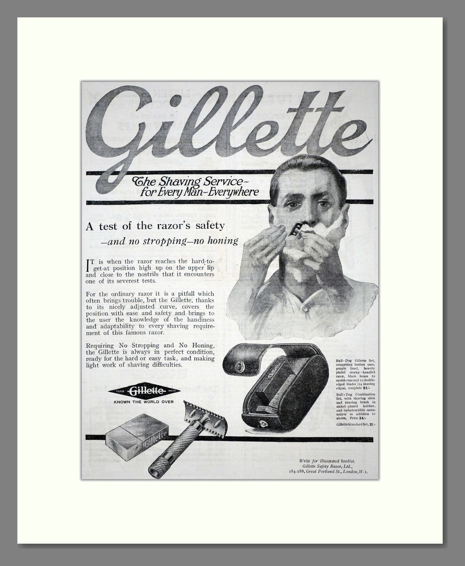 Gillette - Safety Razor. Vintage Advert 1919 (ref AD62142)