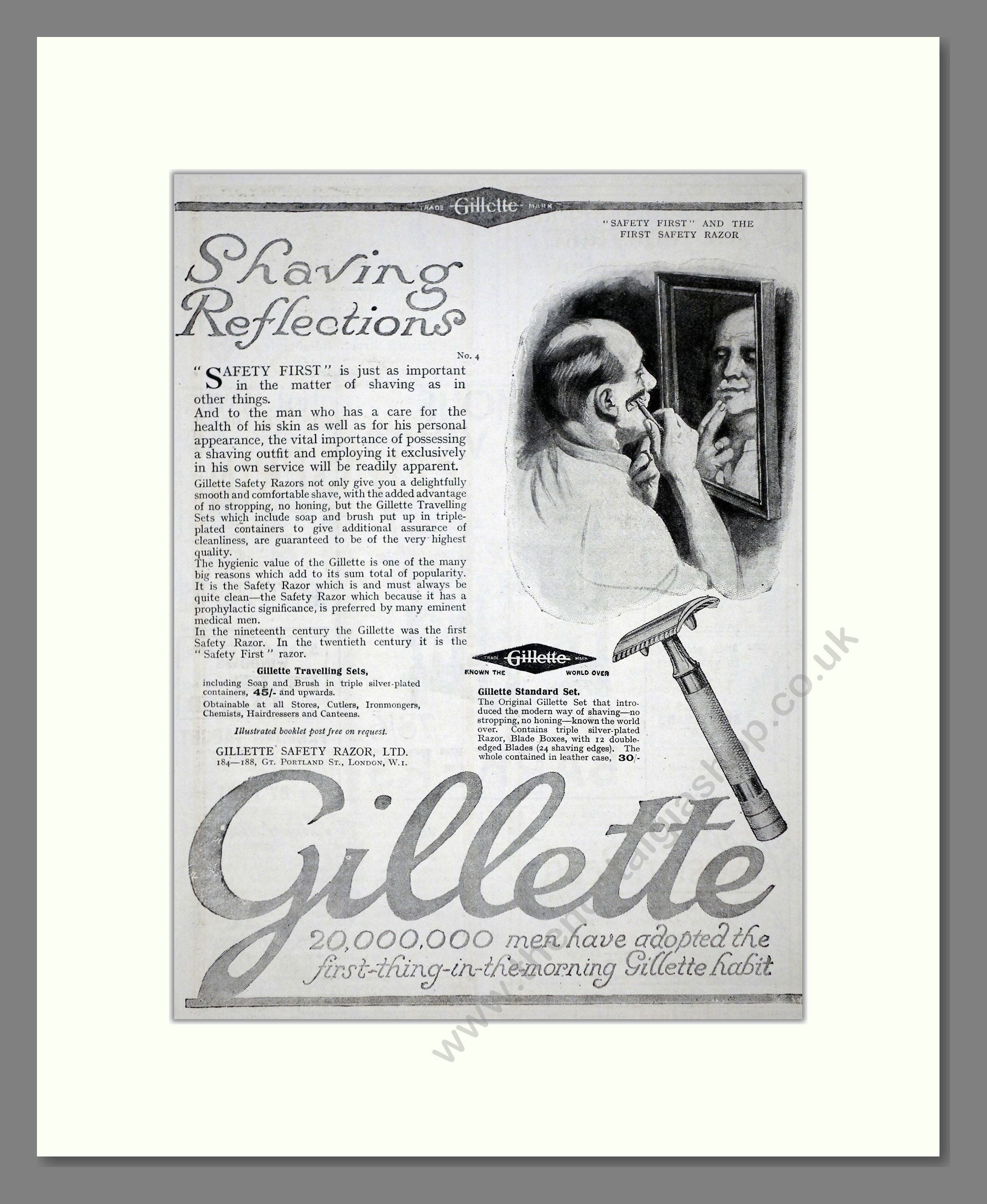 Gillette - Safety Razor. Vintage Advert 1920 (ref AD62147)