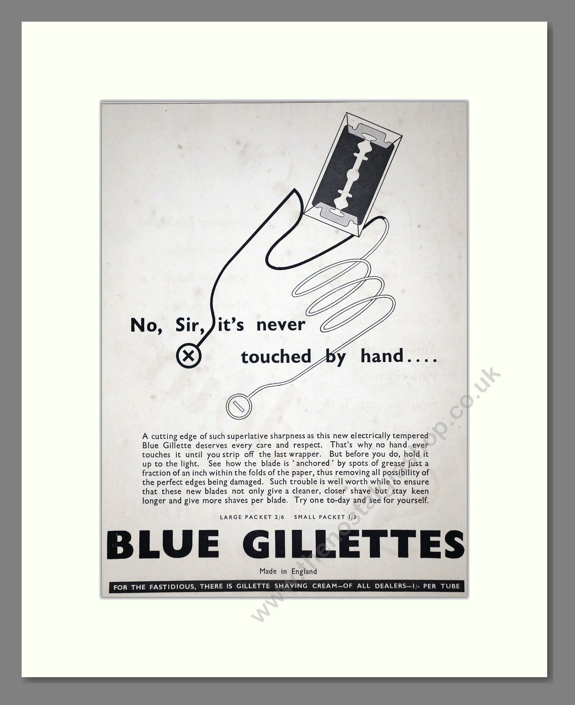 Gillette - Blue Gillettes. Vintage Advert 1935 (ref AD62153)