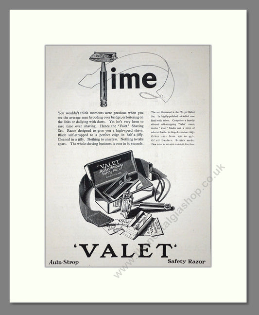 Valet - Safety Razor. Vintage Advert 1935 (ref AD62155)