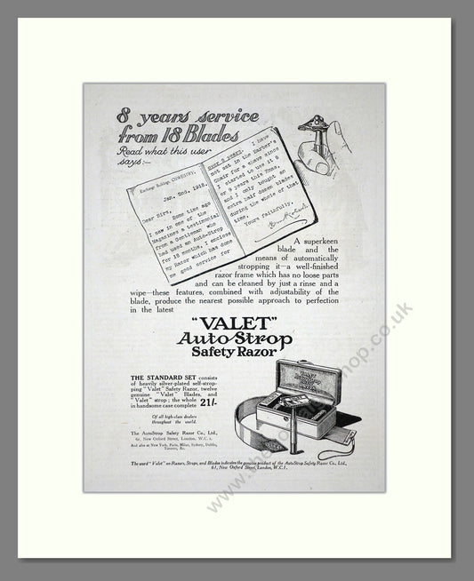 Valet - Safety Razor. Vintage Advert 1919 (ref AD62156)