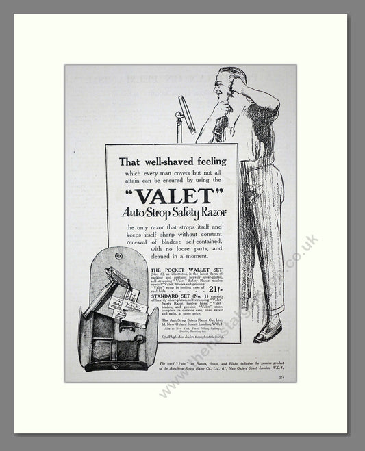 Valet - Safety Razor. Vintage Advert 1919 (ref AD62167)